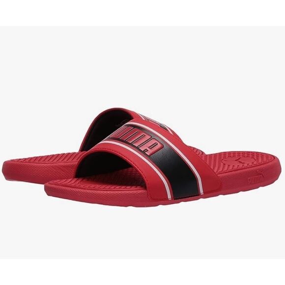 PUMA Unisex Cool Cat Slide Sandal High Risk Red Black White Size 4 - Picture 1 of 11
